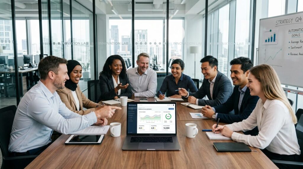Diverse team of IT professionals and business leaders in mee