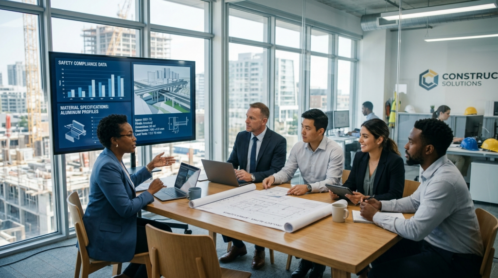 Professional business meeting in a construction company offi